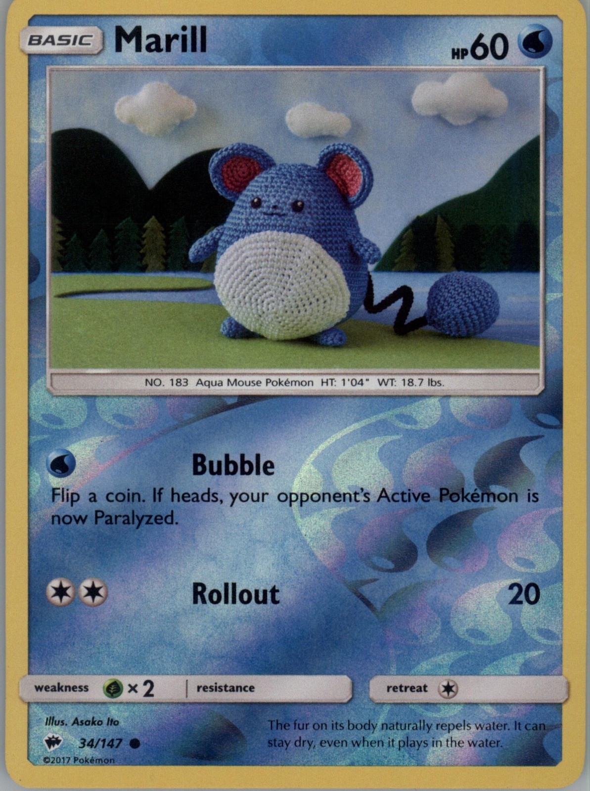 Marill 34/147 Reverse Holo - Pokemon SM - Burning Shadows (2)
