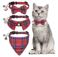 3 Pack Christmas Cat Collars With Bells - New