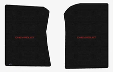 Lloyd Luxe Front Carpet Mats for '87 Chevrolet R10 w/Chevrolet Red on Black Logo