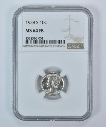 1938-S Mercury Dime MS64 FB NGC Brown Label