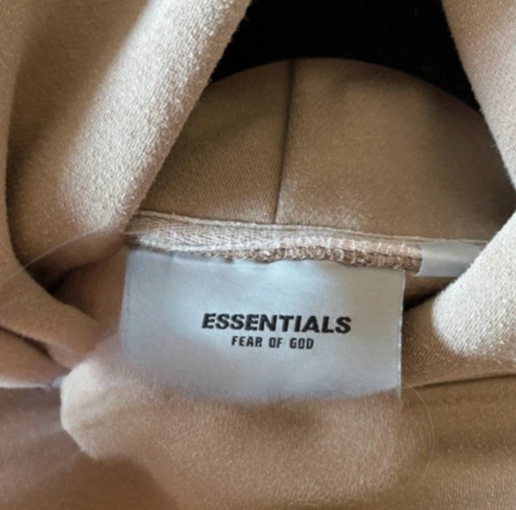 ? Autentica Felpa con Cappuccio Essentials Fear of God Marrone Chiaro ?