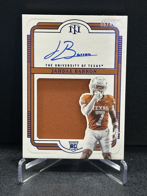 2025 National Treasures Collegiate Jahdae Barron #114 Blue /49 RPA RC Patch Auto