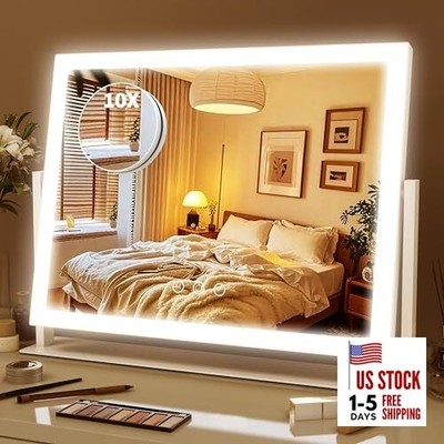  Lighted Makeup Mirror 16.3''x12.6'', Hollywood Vanity 16.3''L x 12.6''W White