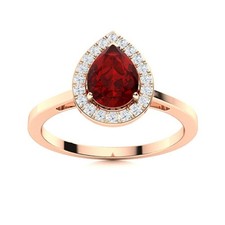 Pear Garnet Stone 925 Sterling Silver Halo Birthday Engagement New Ring