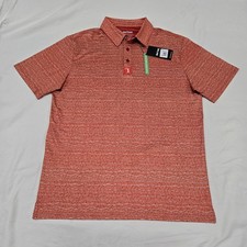 NWT Size MEDIUM Men's Bogey Bros Swing Thoughts Golf Polo Lightweight Orange AOP