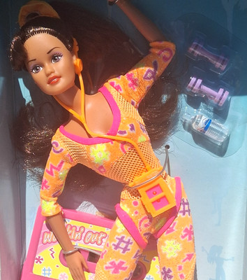 Workin Out Teresa Barbie Doll New Open Box 1996 Mattel Suction Cup shoes