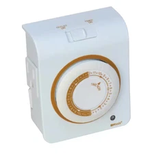 15-Amp 24-Hour Indoor Plug-In Dual-Outlet Programmable Mechanical Timer, White