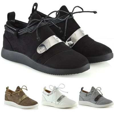 Damen-Slipper Freizeit-Schnürschuhe flach Keilabsatz Turnschuhe Schuhe