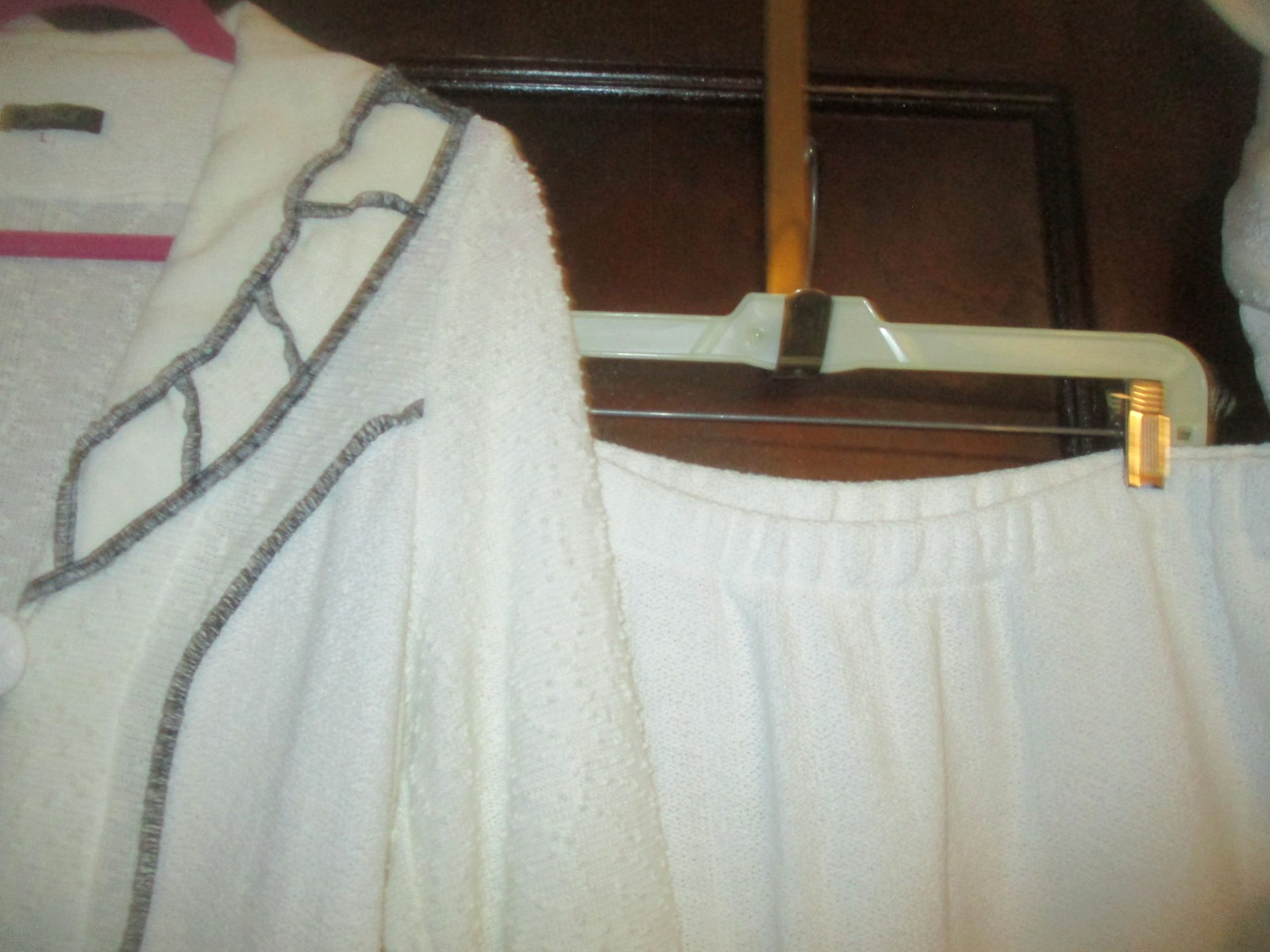 Jaskar White Patchwork 2 pc Jacket Suit L Long Sk… - image 4