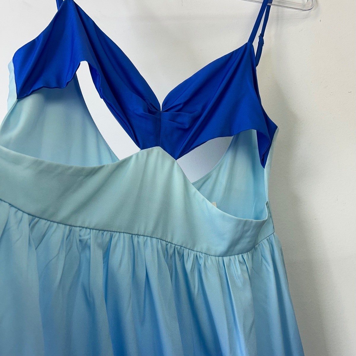 NEW Commense Backless Cutout Cami Tiered Maxi Dress Women's Size Large Blue  | eBay