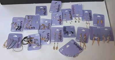 Claire's Assorted 19 Lot  Earrings Silver Gold Plated And Mixture  Pairs!