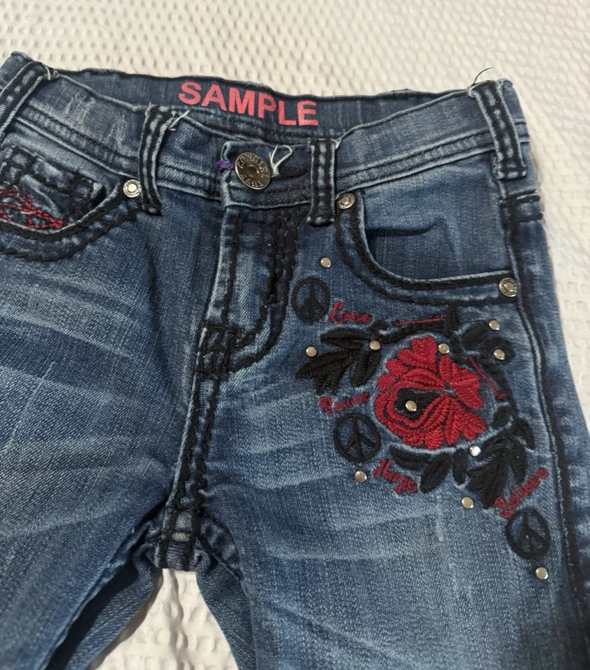 Jeans Cowgirl Tuff Co. Bootcut Niñas Talla 8 Azul Denim Western Rodeo Juvenil Foto 2 de 4