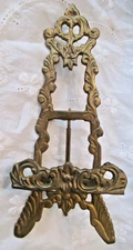 Vintage Brass Display Easel 7" Tall Made in India Picture Plate Book Stand