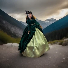 Franklin Mint Gone with the Wind Scarlett O'Hara Green Dapery dress Doll