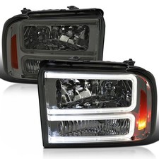 Smoke Lens LED Bar Headlights 2005-2007 Ford F250 F350 F450 F550 Super Duty Pair