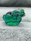 Fenton Miniature Green Carnival Glass Bunny Rabbit Figurine