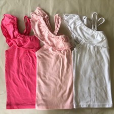 Children's Place Girls Sleeveless Tank Shirts Set of 3 Pink White Medium 7/8
