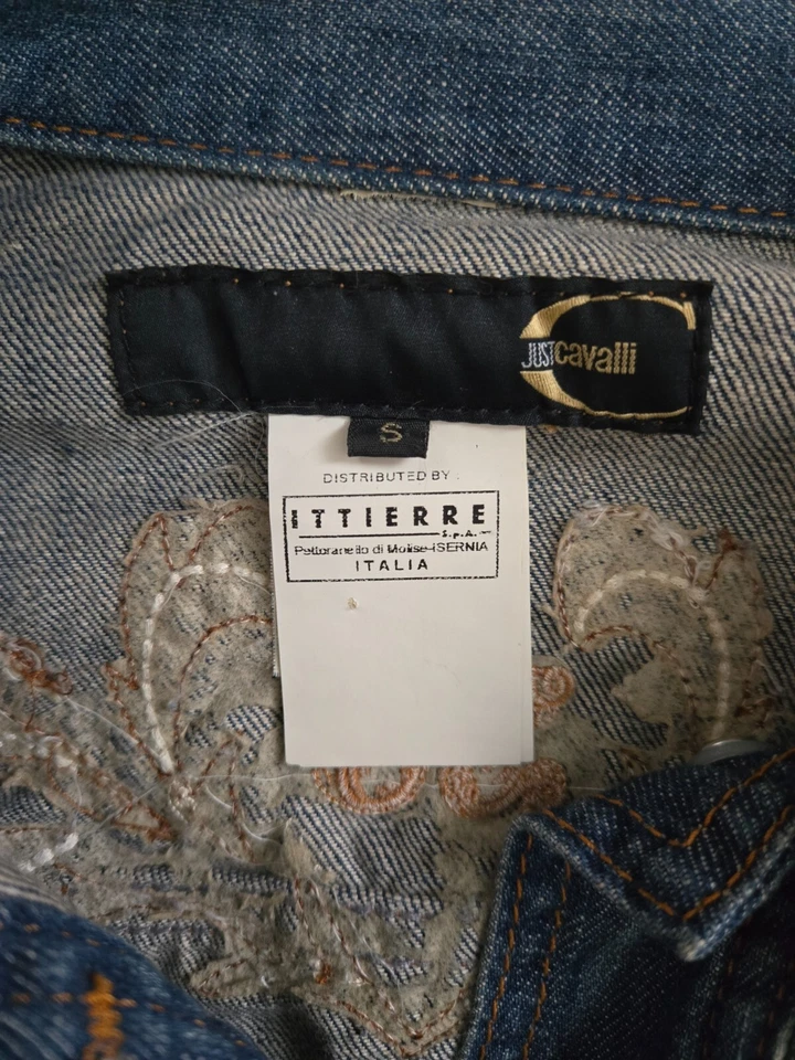 100% Authentic Vintage Unique Just Cavalli Denim Jacket with Suede details,  S - Image 4 of 4