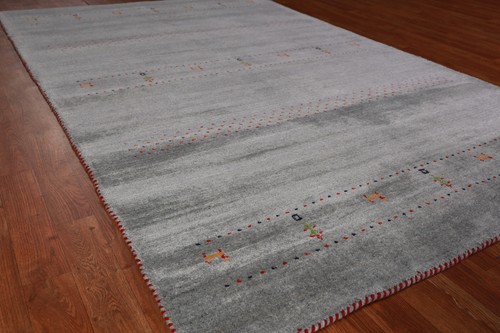 Oriental Gabbeh Indien Rug Grey Handmade Wool 5x8 ft - Picture 6 of 18