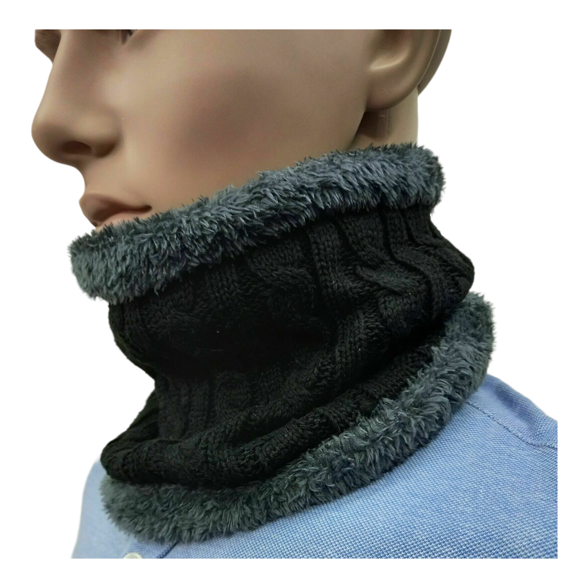 Sciarpa uomo invernale fascia scaldacollo in pile lana a maglia