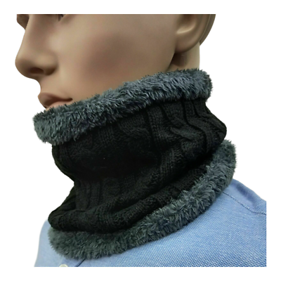 Sciarpa uomo invernale fascia scaldacollo in pile lana a maglia