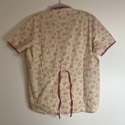 ADAR Multi-Color Heart Patterned Mock Neck Scrub Top Medical Uniform Large - Picture 8 of 8