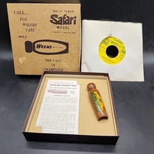 Vtg Wally Taber's  WEEMS Wild Call SAFARI for Fox Wolves & Cats w 45 Record NIB