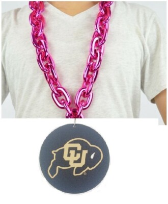 New NCAA COLORADO BUFFALOES BIG Fan Chain PINK Necklace Foam Team Logo