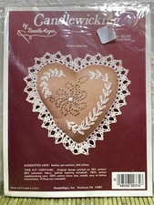 Vintage Needle Magic Candlewicking Kit Floral Heart Sachet Brown Fabric NEW