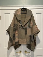 Ralph Lauren Cape Patchwork Cloak Toggle Poncho Sweater Vintage 