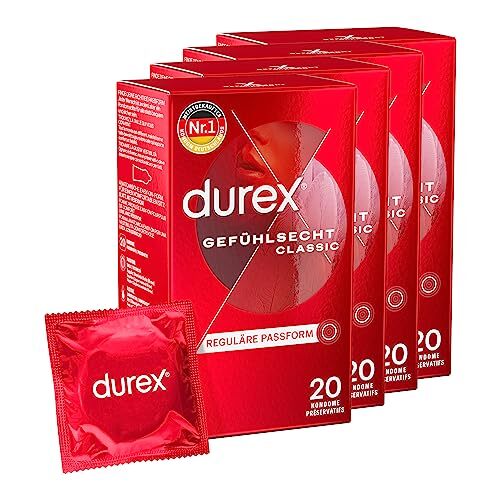 Durex Gefühlsecht Classic Kondome perfekt sitzend dünn angenehm 4 x 20 Stück