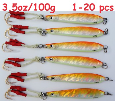 1- 20 Pieces Knife jig 3.5oz/100g Orange Vertical Butterfly Saltwater Lures -B