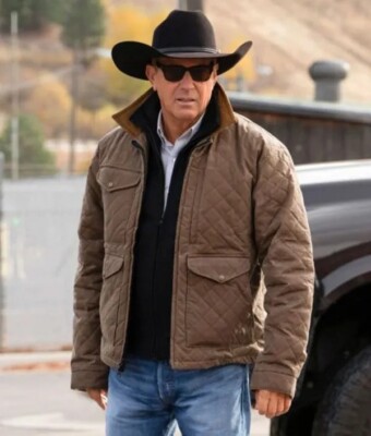 Men's Yellowstone Kevin Costner John Dutton Season 4 Brown Cotton Quilted Jacket