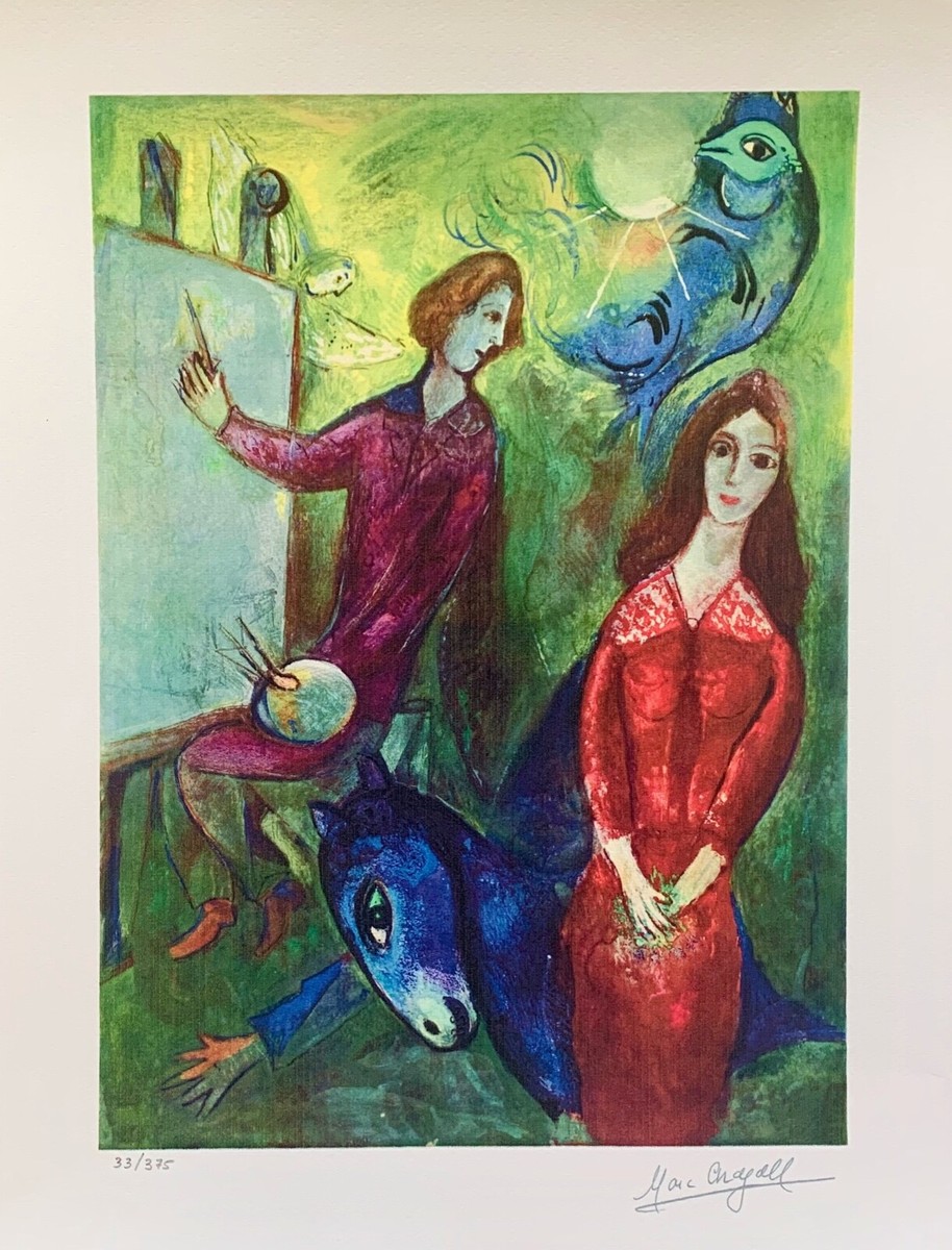 Marc Chagall ARTIST & HIS MODEL Limited Edition Facsimile Signed