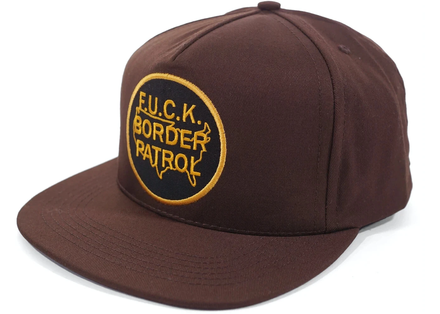 Chapeau casquette arrière SUPREME F**k Border Patrol marron taille unique FW 2018 fabriqué aux États Unis