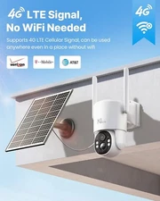 NGTeco Security Outdoor Camera with 9000mAh Battery & Solar Panel No Need WiFi