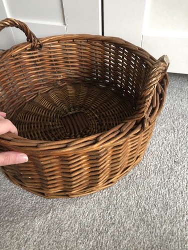 LARGE Vintage Cane Wicker Basket with Handles Toys Storage Hamper Gifts Storage - Picture 2 of 6