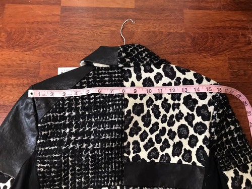 NWT Alice + Olivia Harvey Leather Patchwork Draped Lapel Blazer Jacket M - Picture 16 of 24