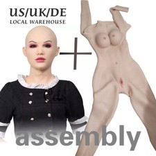 Silicone Full Bodysuit Breast Forms HeadMask Full Face Crossdresser Transgender