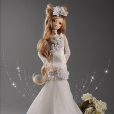 Dollmore 17" 1/4 BJD doll clothes outfits MSD - Great Satin Dress Cream