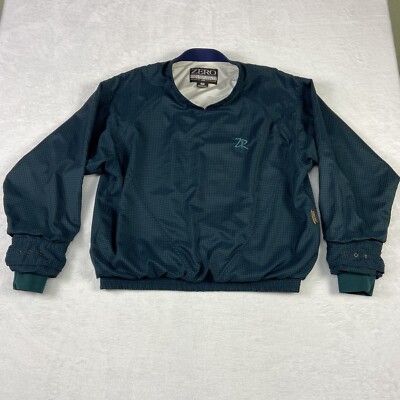 Zero Restriction Mens Large Golf Outerwear Pullover Gore-Tex Green Houndstooth