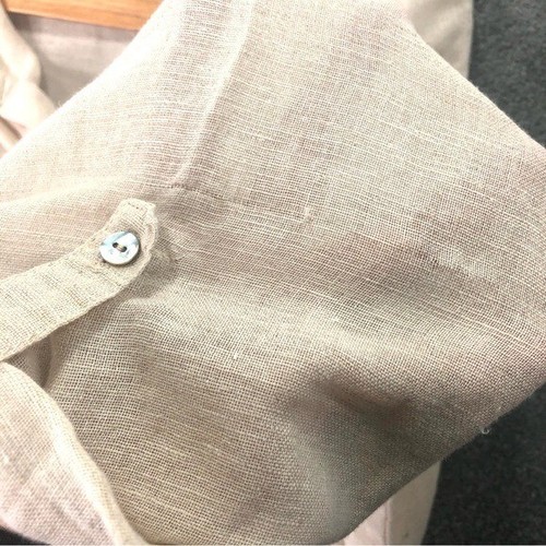 Anthropologie Linen Blend XL Blouse Top Hester & Orchard Lagenlook Neutral Retro - Picture 9 of 9