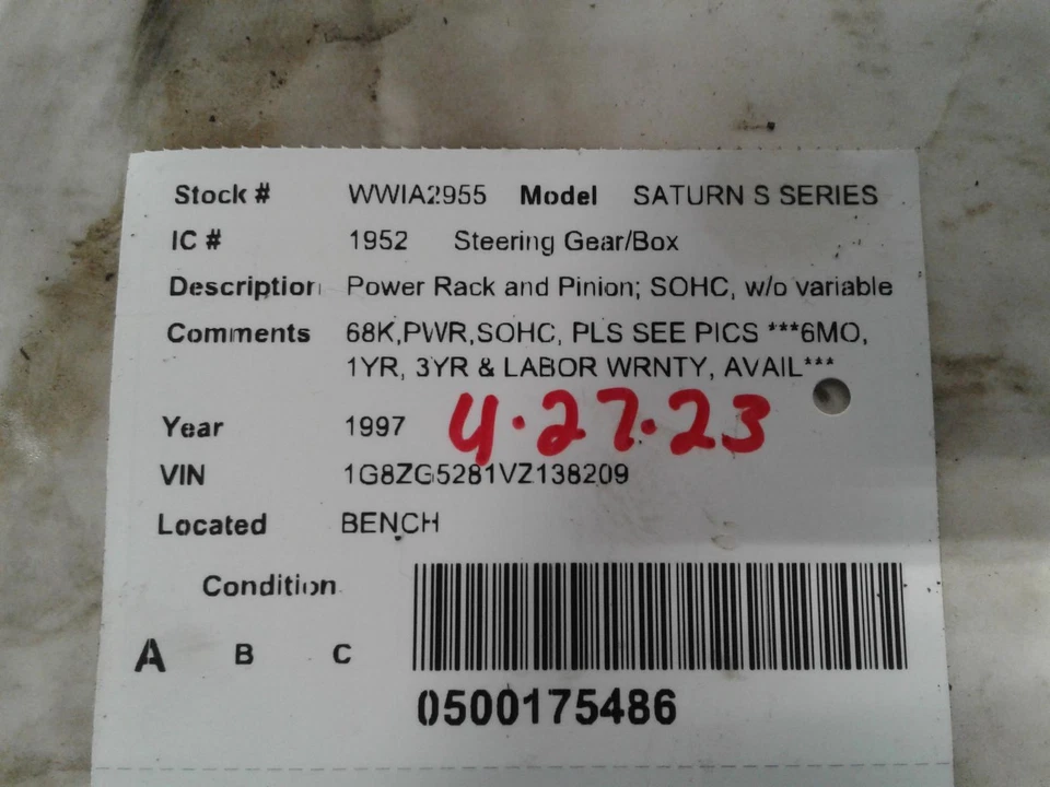 Used Rack and Pinion Assembly fits: 1997 Saturn s series Power Rack and P Foto 4 de 4