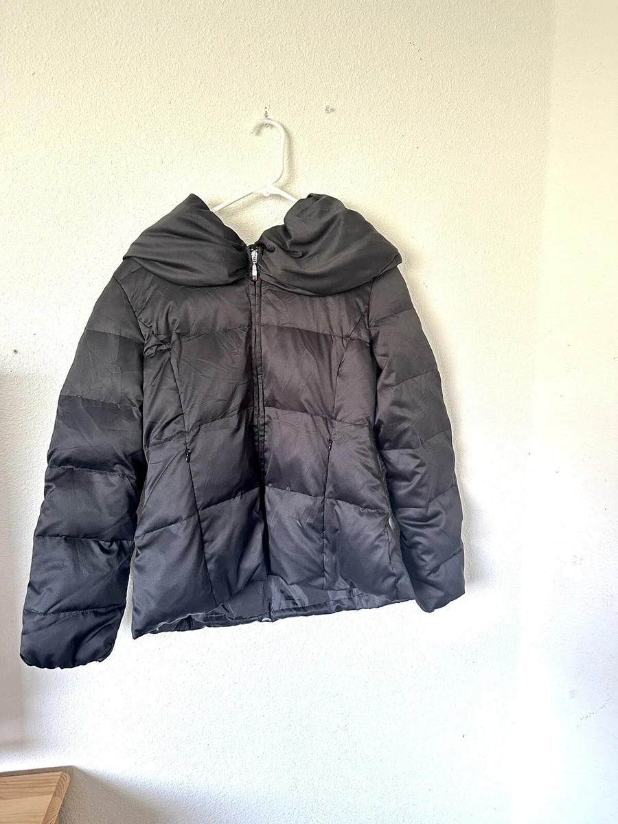 Nine West Black Down Feather Pillow Collar Puffer Coat Women s