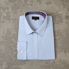 Image of Brook Taverner Long Sleeve Shirt Mens 17.5 Regular Blue Formal Rosello Point
