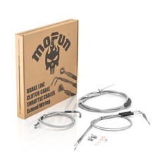 MOFUN 16"-18" Handlebar Brake Clutch Throttle Cable Kit For Harley FXSTB Non-ABS