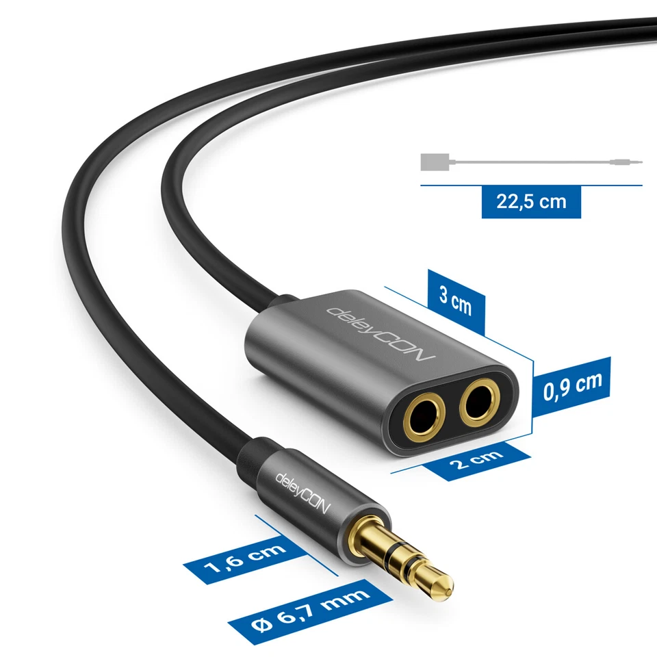 3,5mm Klinke Adapter Splitter AUX Kopfhörer Klinkenkabel Audio HiFi Kabel Klinke - Bild 2 von 4