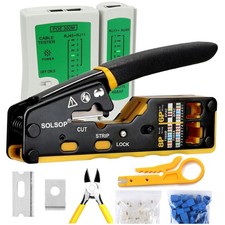 Pass Through RJ45 Crimp Tool Kit with Ethernet Crimper