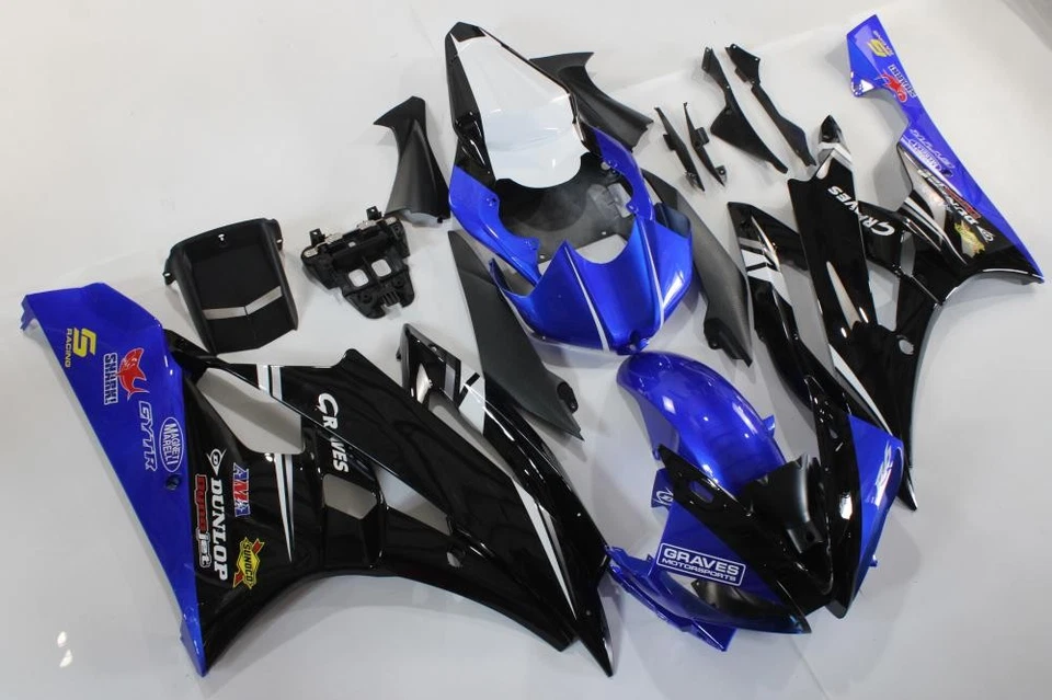 Kit de carenado azul negro stock EE. UU. apto para Yamaha YZF-600 R6 2006 2007 06 07 Foto 3 de 4