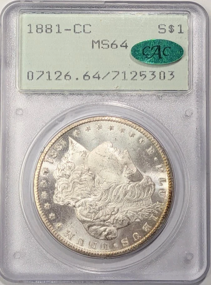 PCGS & CAC Certified MS 64 Graded 1881 Year Morgan US Dollars